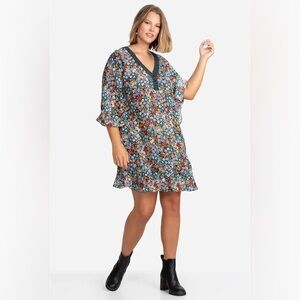 Divina Floral-Print Tunic Dress Size 1X Johnny Was